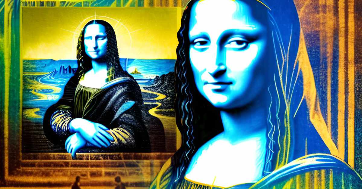 An AI art version of the Mona Lisa by Leonardo da Vinci.