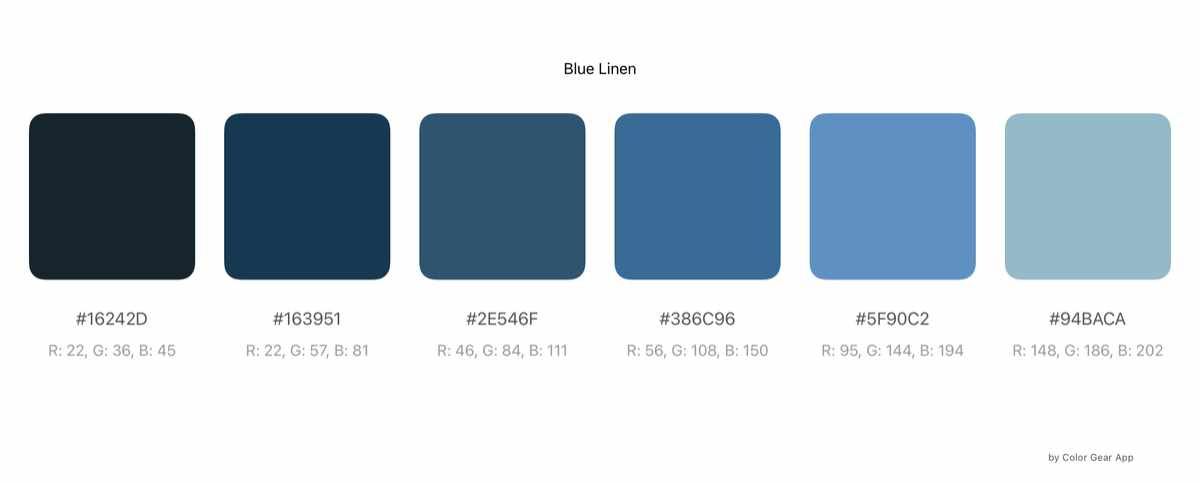A blue linen colour range created from an image in the Color Gear X app.