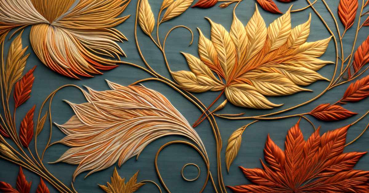 Close up of a combination of digital brush strokes and embroidery texture demonstrates the Textured Wonders surface pattern trend for Fall 2023.